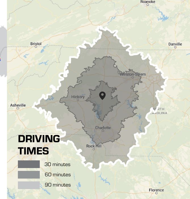 Regional drive-time map